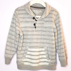 OshKosh Genuine Kids Pullover Striped Gray White Pocket, 5T